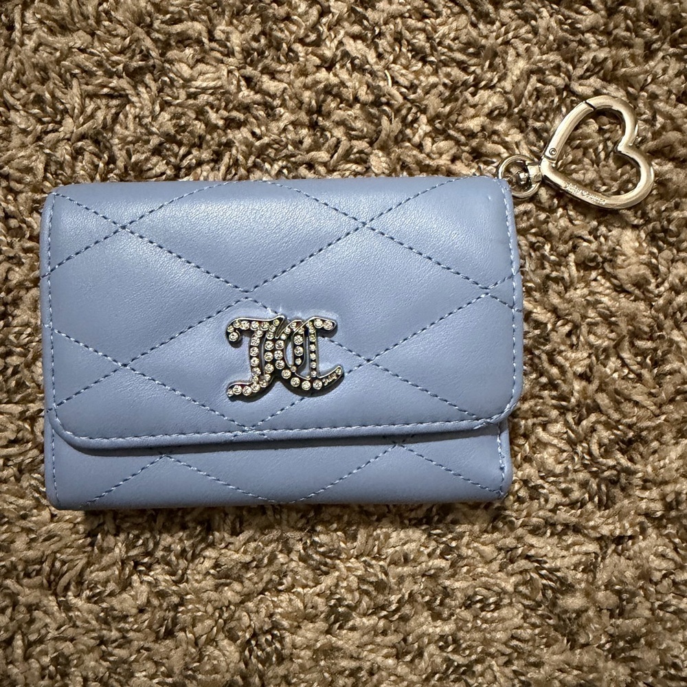 Juicy couture Quilted Blue Wallet with Heart Keychain
